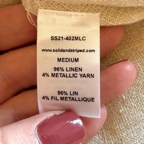 Solid & Striped x Sloane Stephens The Elizabeth Linen Dress Metallic Chrome New - Picture 13 of 13